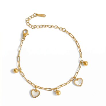 Heart Shell Paperclip Bracelet