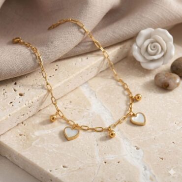 Heart Shell Paperclip Bracelet