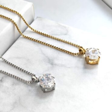 N0001 Round Diamond Solitaire Necklace