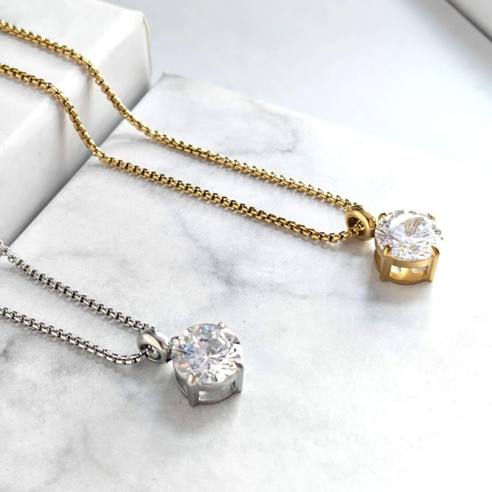 N0001 Round Diamond Solitaire Necklace