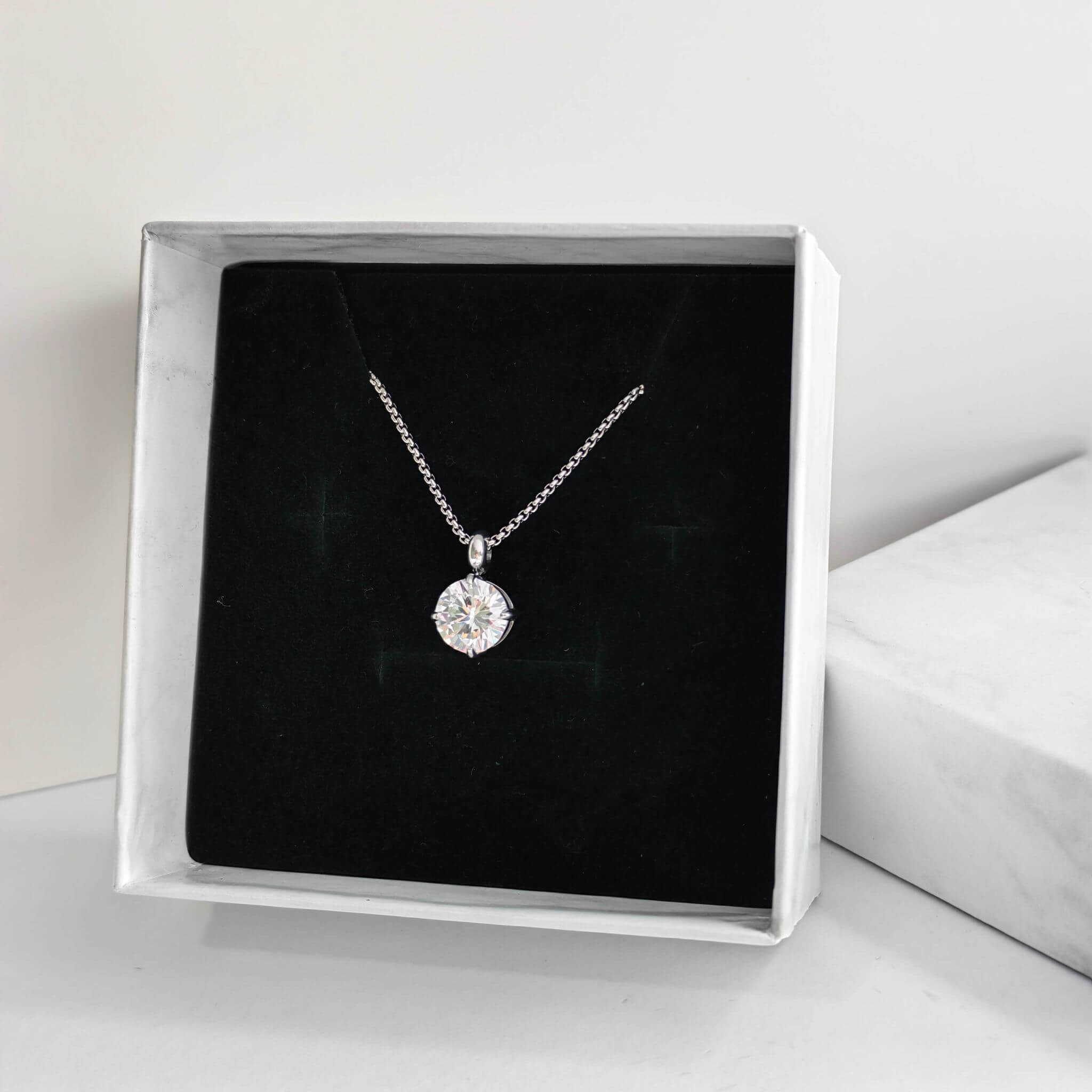 N0001 Round Diamond Solitaire Necklace