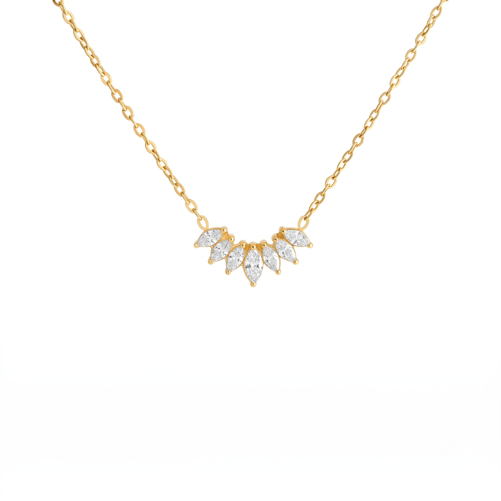 N0004 Marquise Leaf Cluster Necklace 01
