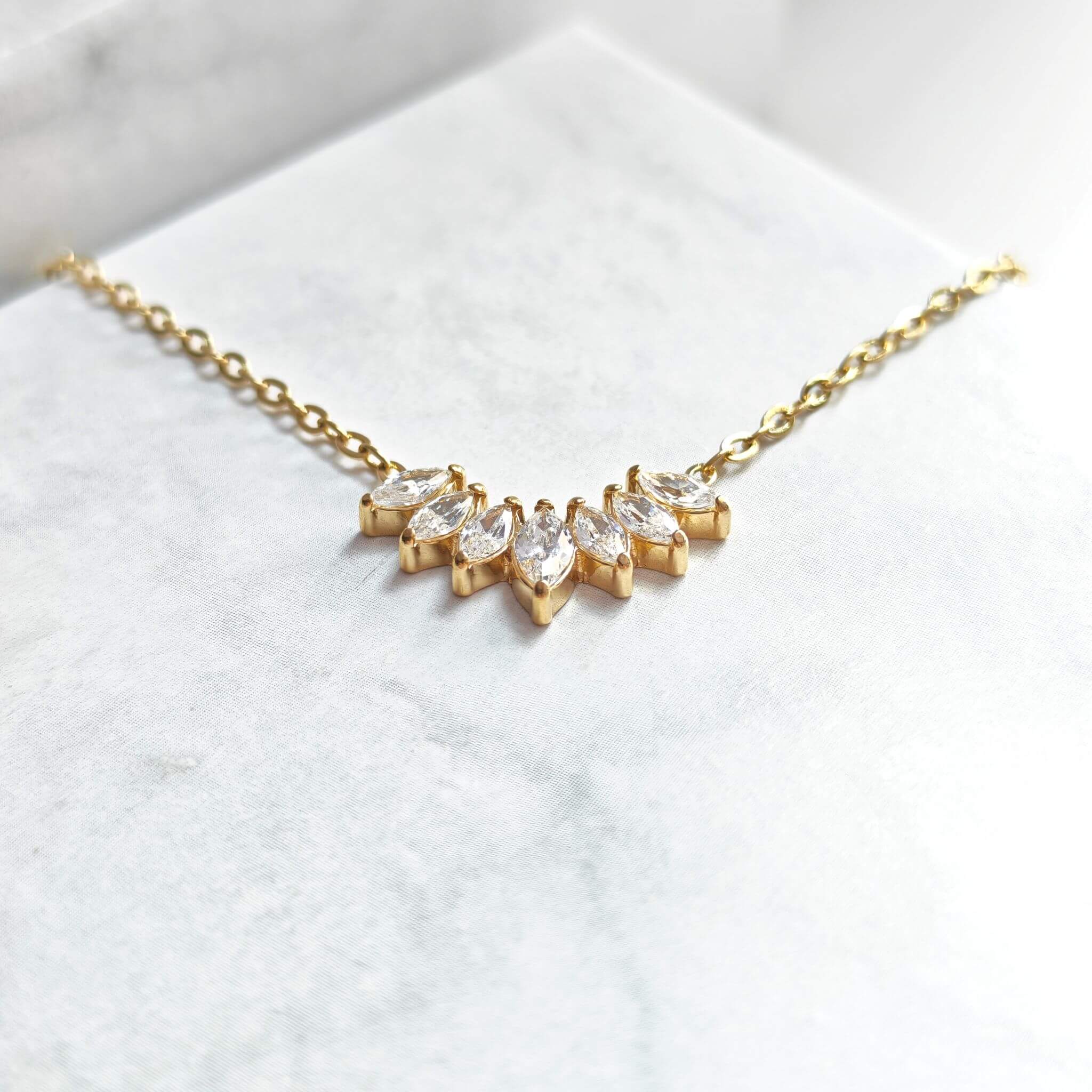 N0004 Marquise Leaf Cluster Necklace 02
