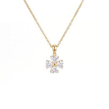 N0005 Four Leaf Clover Heart Necklace 01