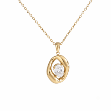 N0006 Floating Oval Stone Necklace 01