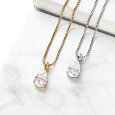 N0010 Pear Cubic Zirconia Solitaire Necklace 05