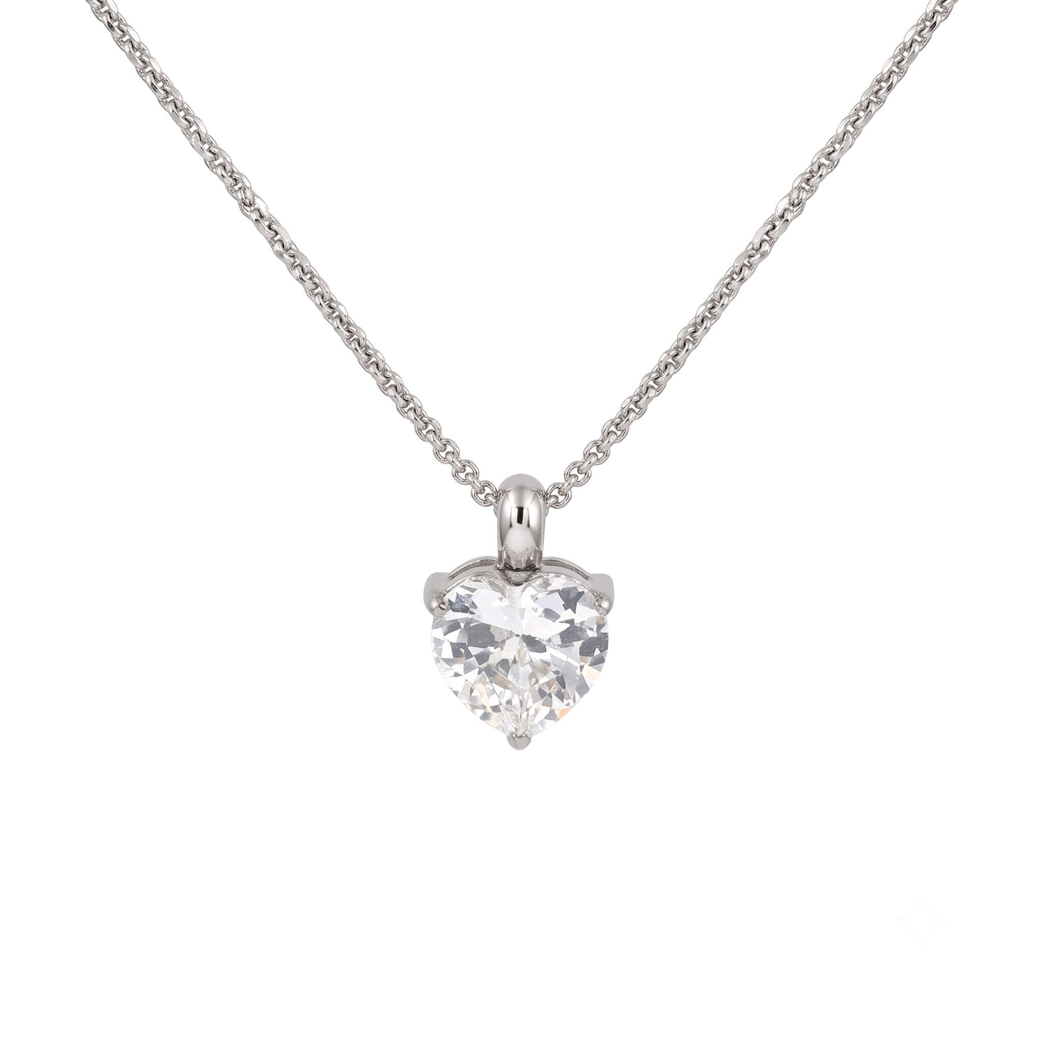 N0011 Heart Cubic Zirconia Solitaire Necklace 02
