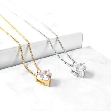 N0011 Heart Cubic Zirconia Solitaire Necklace 03