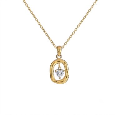 N0012 Floating Heart Stone Necklace 01