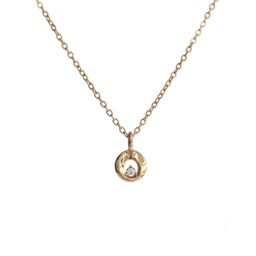 N0013 Circle Solitaire Floating Stone Necklace 01