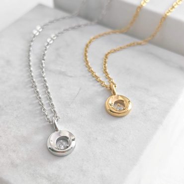 N0013 Circle Solitaire Floating Stone Necklace 03
