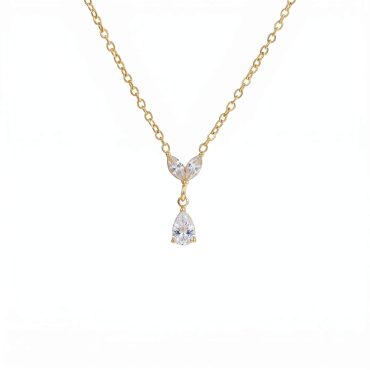 N0014 Dainty Drop Leaf Necklace 01