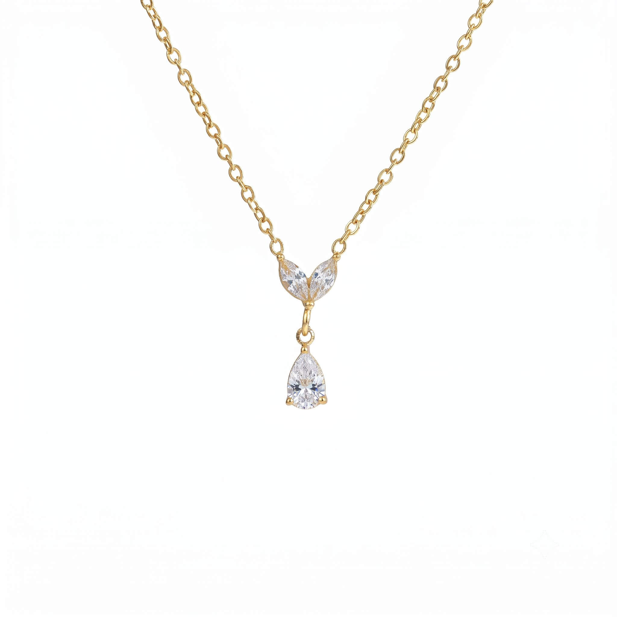 N0014 Dainty Drop Leaf Necklace 01