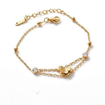 B-7 Dual Chains Butterfly Cable Bracelet 01