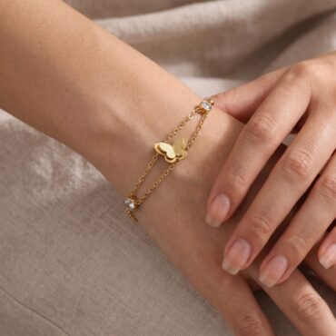 B-7 Dual Chains Butterfly Cable Bracelet 02