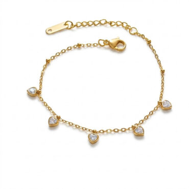 B-9 Dangling Mini Hearts Cable Bracelet 02