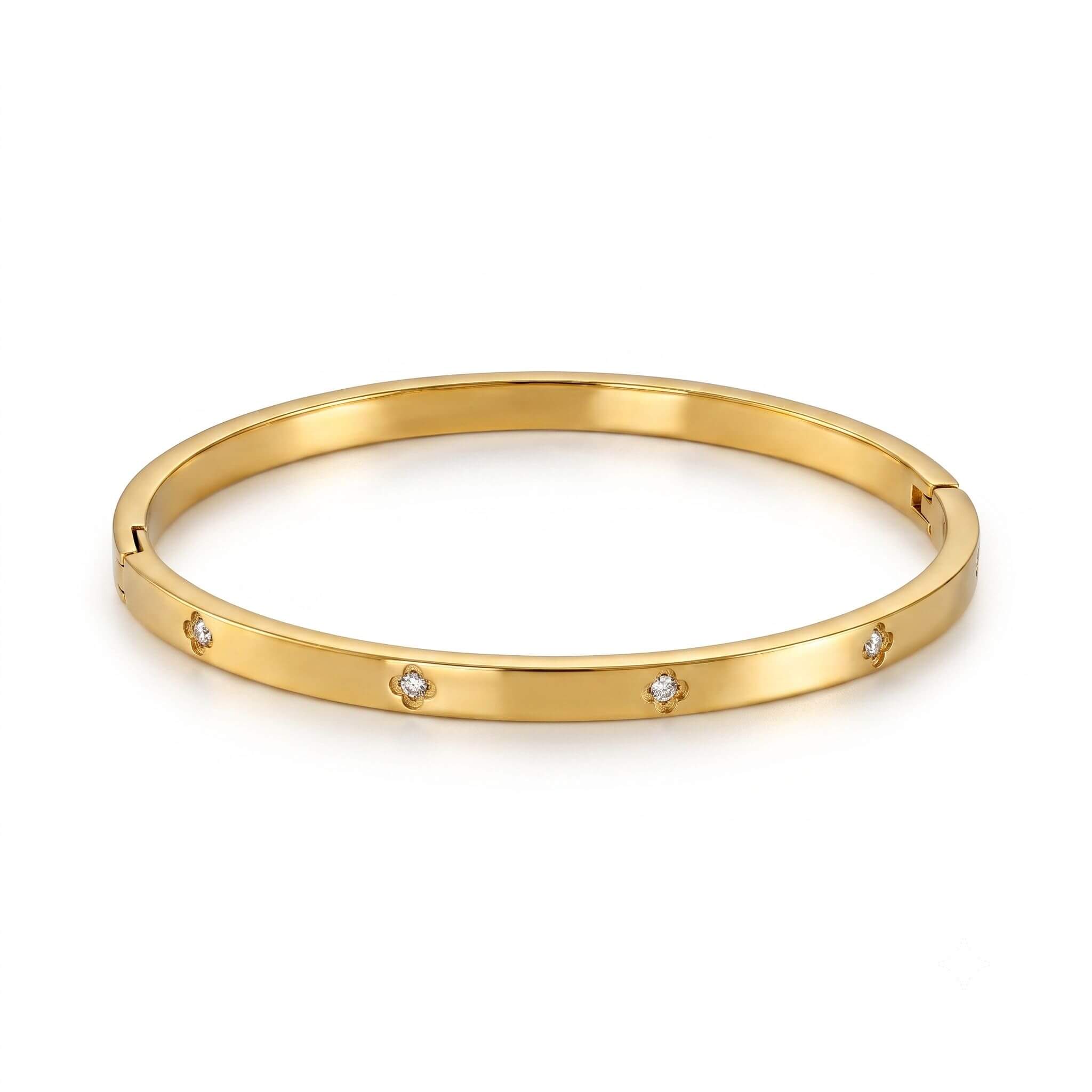 G13 SIngle Cubic Zirconia Clover Bangle 01