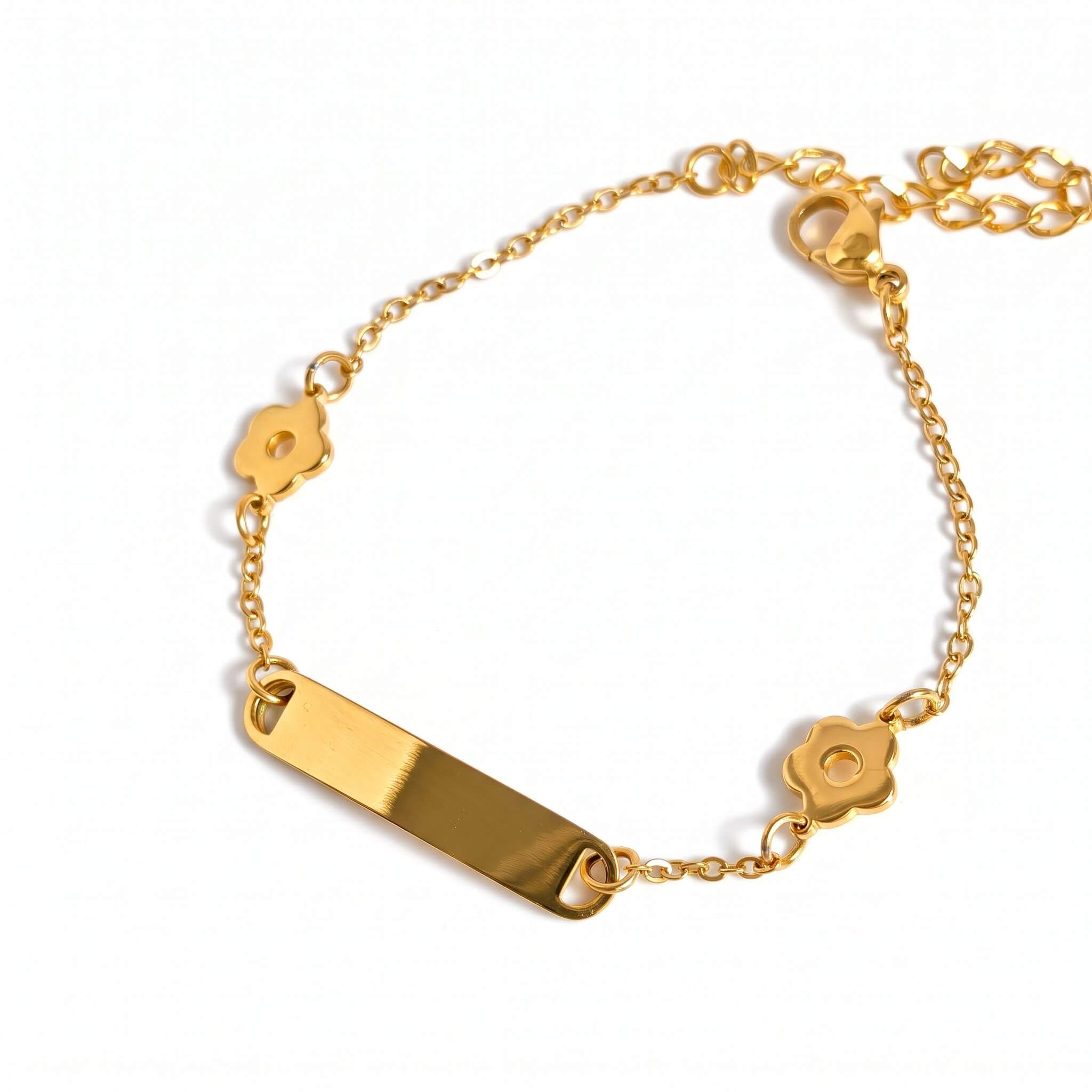 B10 Engravable Floral Nameplate Bracelet